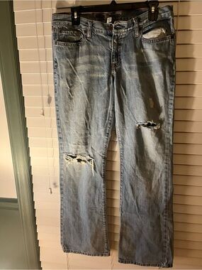 Abercrombie & Fitch Light Blue Distressed Straight Jeans